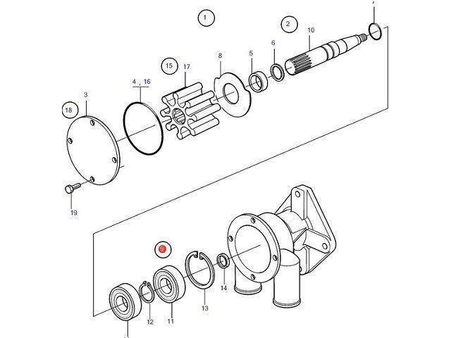 [21951429] Volvo Penta seawater pump shaft kit