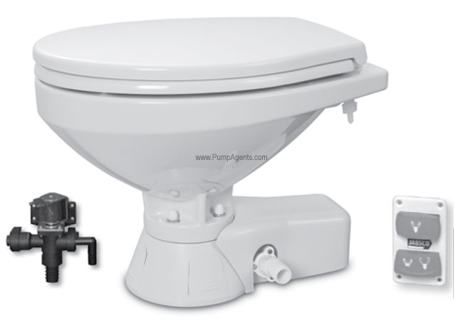 [37045-4092] Quiet Flush Electric Toilet Fresh Water Flush Models, Regular Bowl Size, 12 Volt Dc